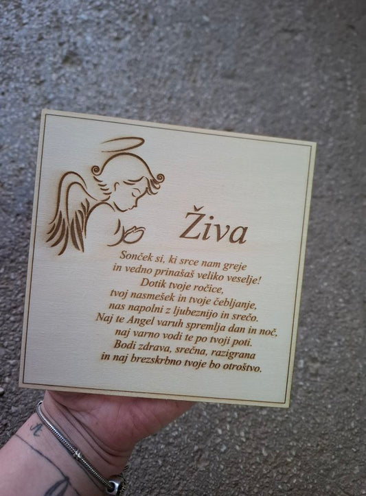 Lesena voščilnica za sveti krst