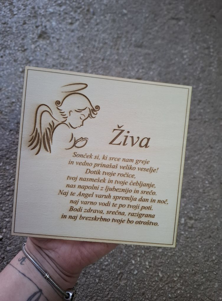 Lesena voščilnica za sveti krst